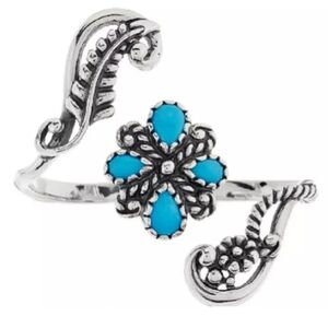 Authentic Carolyn Pollack Sleeping Beauty Turquoise Two Finger Ring 925 Sz 8/9